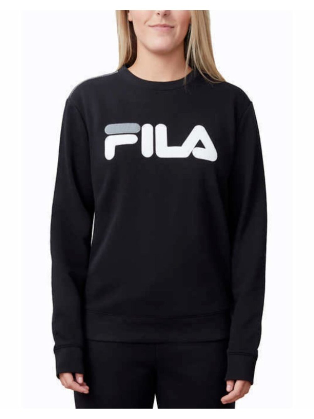 FILA Ladies' Heritage French Terry Crew Neck Sweatshirt, Black, M